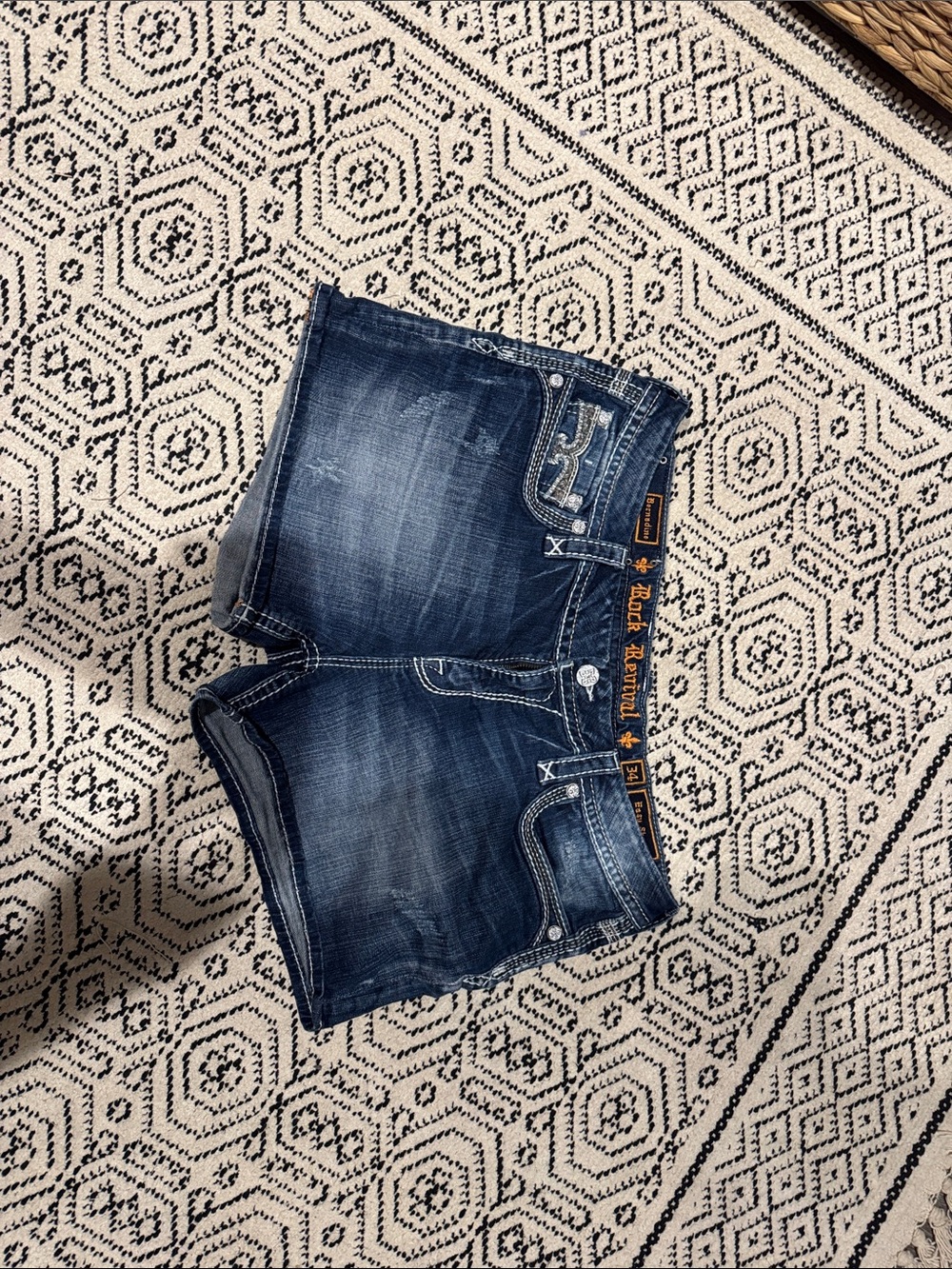 Rock Revival Indigo Blue Distressed Denim Shorts